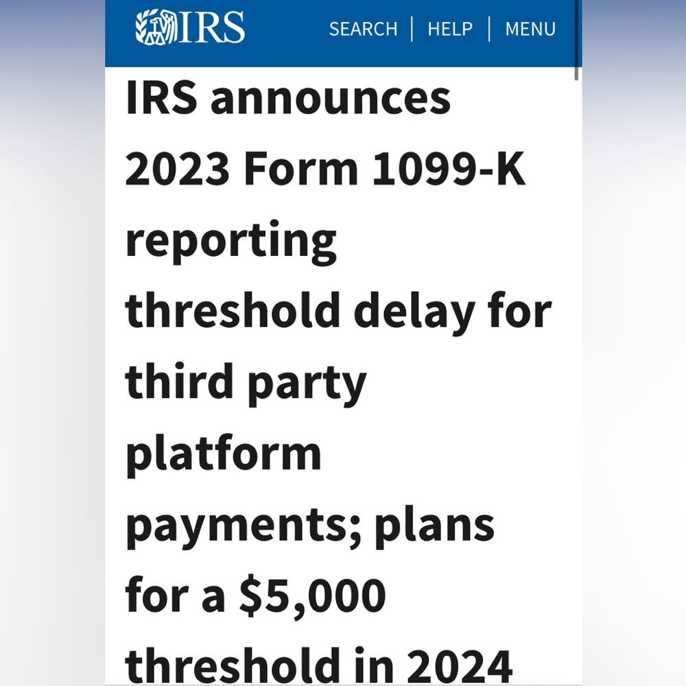 UPDATE: 1099-K forms, $600 threshold POSTPONED AGAIN for 2023